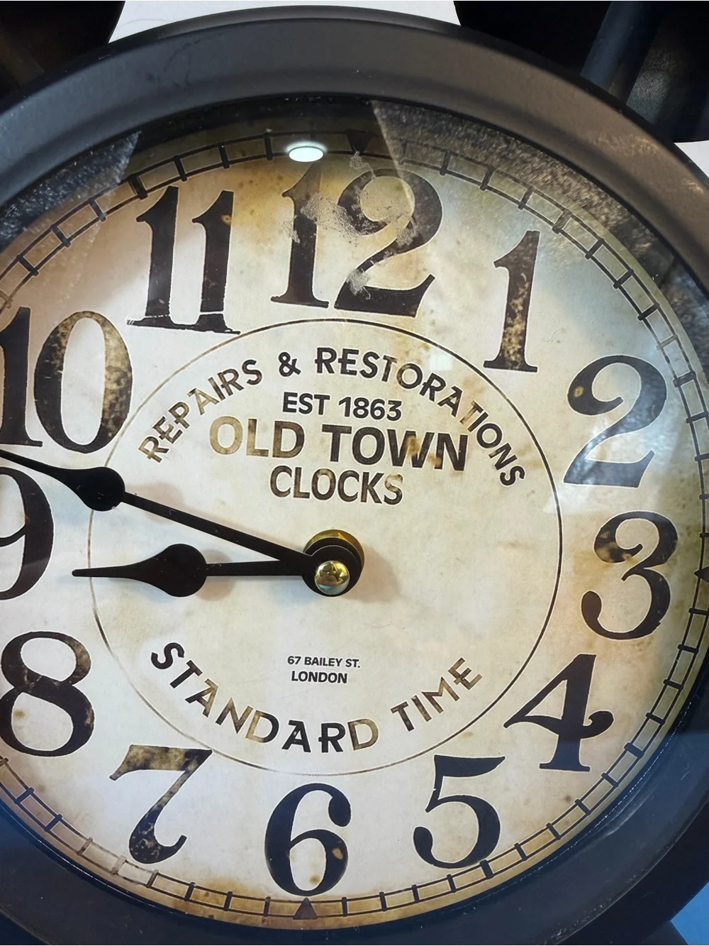 Black Vintage Twin-Bell Wall Clock - Standard Time